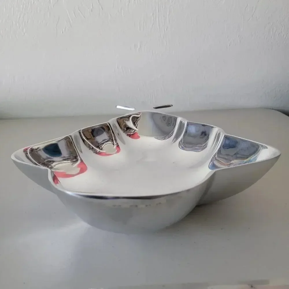 Pewter Christmas Tree Serving Platter Silver Tone Holiday Tray Medium Size